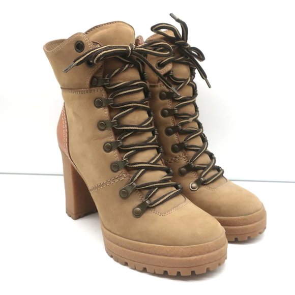 See By Chloe Shoes - See by Chloe Eileen High Heel Hiking Boots Camel Suede Size 37